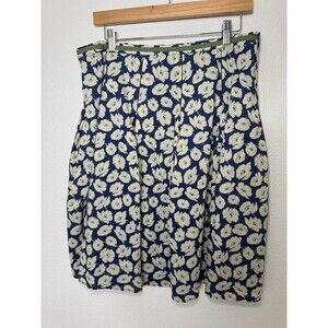 SUNDANCE Blue & White Lined A-line Floral Skirt Beautiful Lovely Size 12